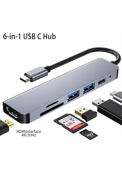 Ürün 6'sı 1 Arada USB Type C Hub HDMI Uyumlu 4K USB 3.0 Pd Hızlı Şarj Hub'ı Ethernet RJ45 Lan'a (Yurt Dışından) fiyatları