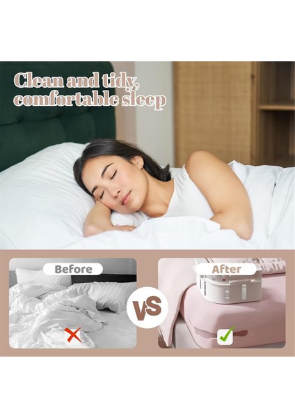 Kilitli Çarşaf Tutucu, 4 Adet Ayarlanabilir Yatak Bağlantı Elemanı Klipsleri, Çarşafları Yerinde Tutar, Sabit Yatak Örtüsü Seti (Yurt Dışından) fiyatları