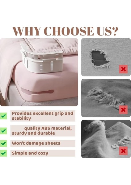 Kilitli Çarşaf Tutucu, 4 Adet Ayarlanabilir Yatak Bağlantı Elemanı Klipsleri, Çarşafları Yerinde Tutar, Sabit Yatak Örtüsü Seti (Yurt Dışından) fırsatları