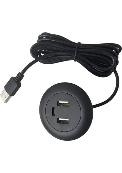 Masaüstü Delikli Gömülü USB Hub Tip-C USB Şarj Cihazı 3'ü 1 Arada Ayırıcı (Yurt Dışından) modelleri