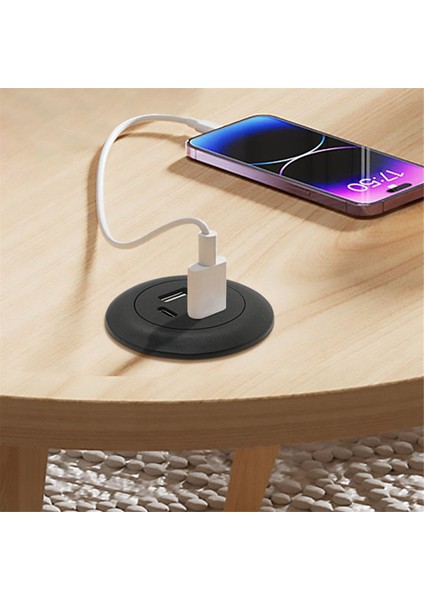 Masaüstü Delikli Gömülü USB Hub Tip-C USB Şarj Cihazı 3'ü 1 Arada Ayırıcı (Yurt Dışından) indirimleri
