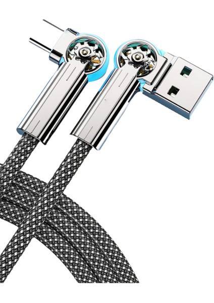Hızlı Şarj USB Tip C Veri Kablosu 180 Derece Dönebilen Dirsek Oyun Veri Kablosu Cep Telefonu Şarj Veri Kablosu 1,5 M (Yurt Dışından)