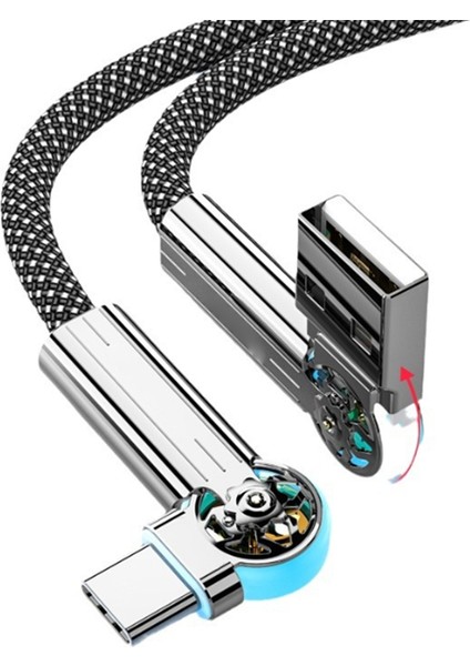 Hızlı Şarj USB Tip C Veri Kablosu 180 Derece Dönebilen Dirsek Oyun Veri Kablosu Cep Telefonu Şarj Veri Kablosu 1,5 M (Yurt Dışından) fırsatları