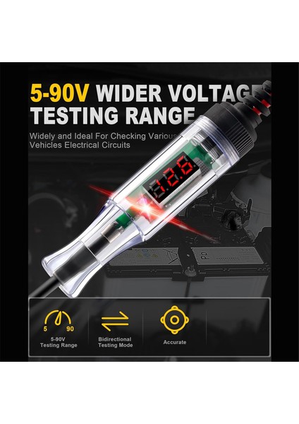 Test Işığı Otomotiv 5-90V Dijital LED Devre Test Cihazı, Voltaj Göstergeli, Otomatik Çift Yönlü Voltaj Test Cihazı (Yurt Dışından) fırsatları