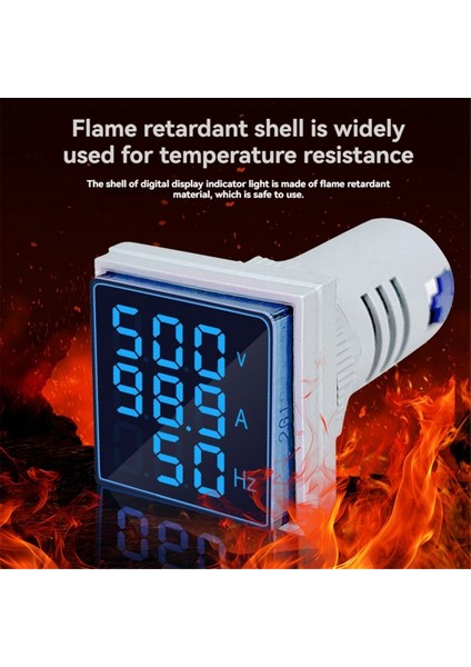 LED Dijital Voltmetre Ampermetre Hertz Metre AC6-500V Sinyal Işıkları Voltaj Akım Frekans Ölçer Gösterge Test Cihazı Beyaz (Yurt Dışından)