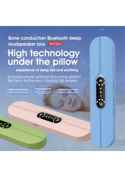 Kemik Iletimi Kablosuz Bluetooth Müzik Kutusu Uyku Hoparlörü LED Ekran Uyku Yastığı Bluetooth Küçük Hoparlör Mavi (Yurt Dışından) fiyatları