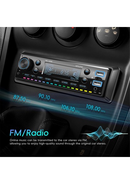 Tek Din Araba Stereo Bluetooth Ses Fm Alıcı Müzik Radyo Mp3 Çalar Desteği Aux USB Şarj Renkli Işık (Yurt Dışından) indirimleri