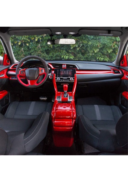 Honda Civic 10. Sınıf 2016-2021 Için 3 Parça Kırmızı Orta Konsol Kol Dayama Kutusu Döşeme Kapağı (Yurt Dışından) fırsatları