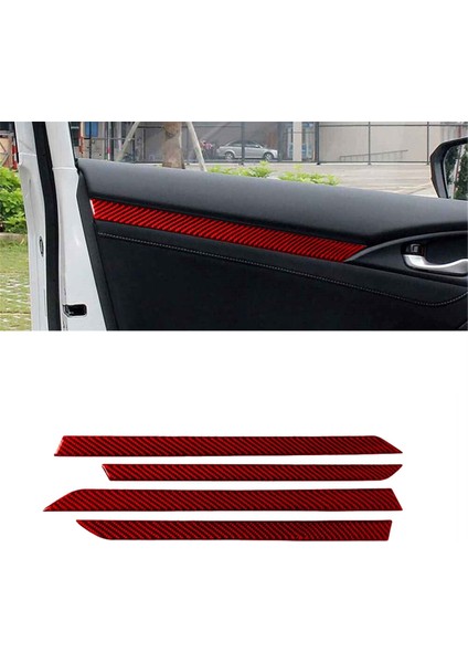 Honda Civic 10. Nesil 2016, 2017, 2018 ve 2019 Için Abs Kırmızı Karbon Fiber Iç Kapı Dekoratif Şerit Süsleme Çıkartması (Yurt Dışından) fiyatları