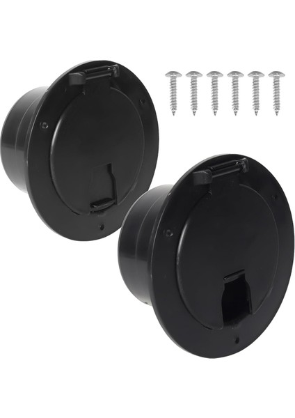 2'li Paket, Siyah Karavan Ambar Kapağı, Karavan Römorku Için Yuvarlak Elektrik Kablosu Kapağı, Vidalı Karavan Güç Kablosu Kapağı (Yurt Dışından)