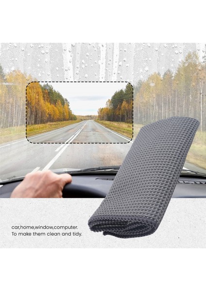 Adet Araba Yıkama Havlusu Cam Temizleme Su Kurutma Mikrofiber Pencere Temizleme Mendili Otomobil Detaylandırma Waffle Dokuma Mutfak Banyo Için, Koyu Gri (Yurt Dışından) modelleri