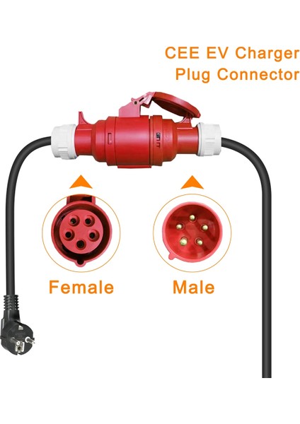 Ev Şarj Cihazı Dişi Fiş 5 Pin Soket Adaptörü 16A 3 Fazlı 11KW Taşınabilir Şarj Cihazı Ab Fişi ile Bağlantı (Yurt Dışından) fırsatları