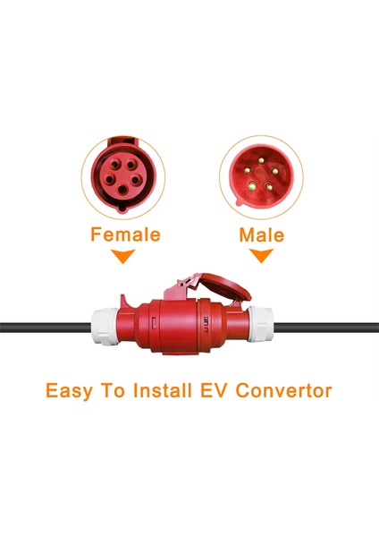 Ev Şarj Cihazı Dişi Fiş 5 Pin Soket Adaptörü 16A 3 Fazlı 11KW Taşınabilir Şarj Cihazı Ab Fişi ile Bağlantı (Yurt Dışından) indirimleri