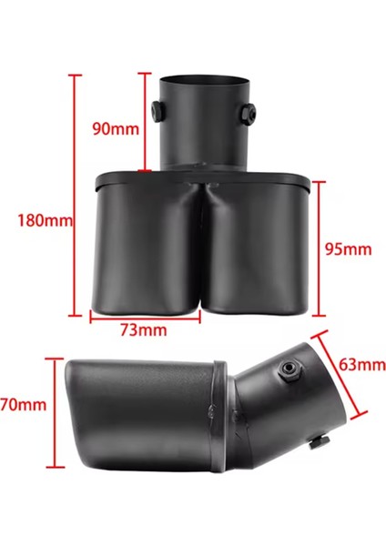 Giriş 63 mm Çift Çıkışlı Araba Egzoz Ucu Paslanmaz Çelik Siyah Egzoz Uçları Susturucu Kuyruk Çift Boru Boru Uçları (Yurt Dışından) fırsatları