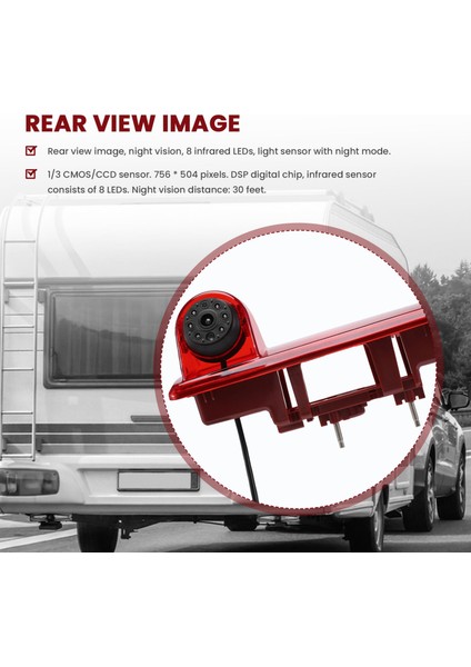 2014 Opel Vivaro / 2014 Renault Trafic Için Yüksek Çözünürlüklü Su Geçirmez Ir Gece Görüşlü Arka Görüş Geri Vites Fren Lambası Kamerası, Üçüncü Fren Kamerası (Yurt Dışından) indirimleri