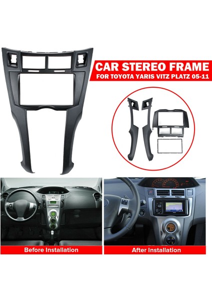 Toyota Yaris Vitz Platz 2005-2011 DVD Oynatıcı Montajı Için 2 Din Araba Stereo Çerçeve Trim Kiti Gösterge Paneli Çerçeve Kaplamaları (Yurt Dışından) fiyatları