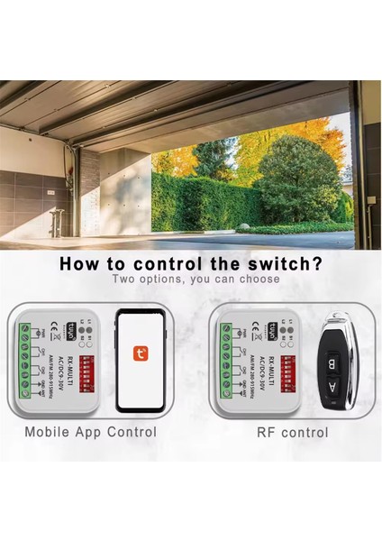 Tuya Wifi Garaj Kapısı Alıcısı 2 Kanallı Evrensel Kapı Alıcısı 280-915 Mhz Uzaktan Kumanda Anahtarı 9-30 V Için Çoklu Frekans (Yurt Dışından) modelleri