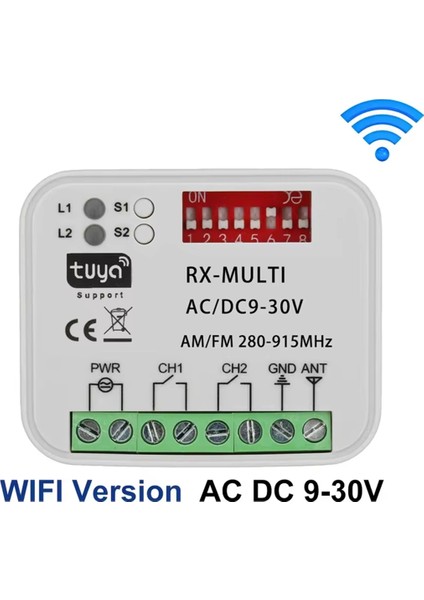 Tuya Wifi Garaj Kapısı Alıcısı 2 Kanallı Evrensel Kapı Alıcısı 280-915 Mhz Uzaktan Kumanda Anahtarı 9-30 V Için Çoklu Frekans (Yurt Dışından) fırsatları
