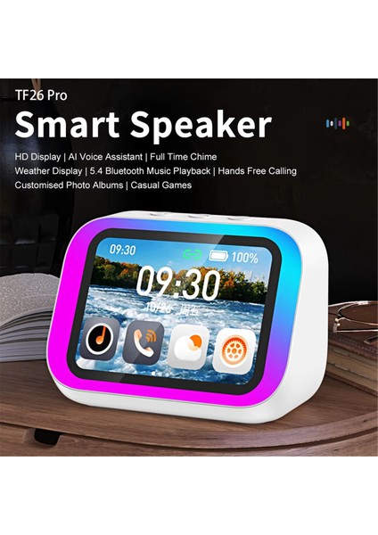 Akıllı Büyük Ekran Bluetooth Saat Hoparlör Sıcaklık Göstergeli Kontrol Masa Hoparlörü Fm Ofis Dekoru Beyaz (Yurt Dışından) fiyatları