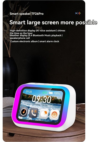 Akıllı Büyük Ekran Bluetooth Saat Hoparlör Sıcaklık Göstergeli Kontrol Masa Hoparlörü Fm Ofis Dekoru Beyaz (Yurt Dışından) fırsatları