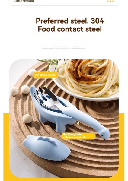 Dinozor Şekilli Bebek Maması Besleme Kaşığı Çatal Çocuk Bebek Karikatür Paslanmaz Çelik Sofra Takımı Mavi (Yurt Dışından) modelleri