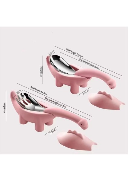 Dinozor Şekilli Bebek Maması Besleme Kaşığı Çatal Çocuk Bebek Karikatür Paslanmaz Çelik Sofra Takımı Mavi (Yurt Dışından) indirimleri