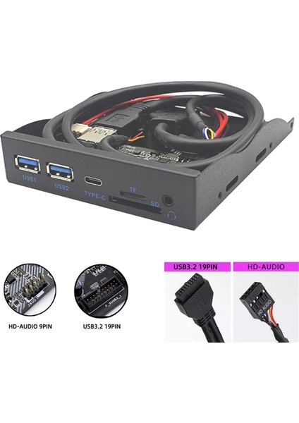 USB Ön Panel Hub 5gbps 2 x Usb3.0 + 1 x Type-C + Tf/sd + Hd Audıo 3,5 mm Kulaklık Jakı Masaüstü Için Mikrofon Adaptörü (Yurt Dışından) modelleri
