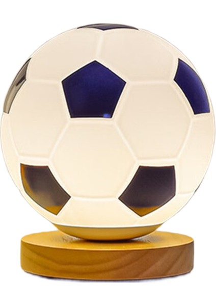 Futbol Gece Lambası USB LED Dairesel Masif Ahşap Cam Küçük Masa Lambası Başucu Yatak Odası Çalışma Odası Dekorasyon Aydınlatması (Yurt Dışından)