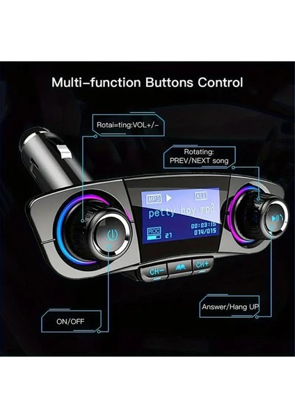 Kart Yuvalı, Aux Kablosuz Alıcılı, Çok Işlevli Araç USB Müzik Çalarlı, Eller Serbest Aramalı, Telefon Şarj Cihazlı Araç Mp3 Çalar (Yurt Dışından) fırsatları