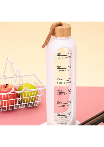 1l Zaman Işaretli Cam Su Şişeleri Taşınabilir Içecek Şişesi Bambu Kapaklı Kurşunsuz Spor Silikon Kılıflı Şişe Siyah (Yurt Dışından) fırsatları