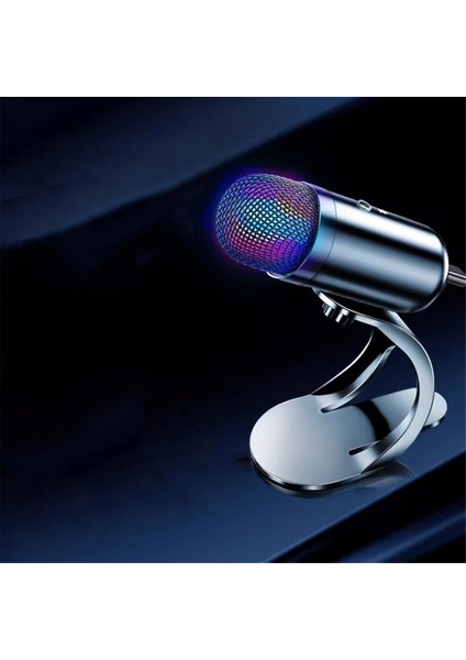 Podcast Yayınları, Masaüstü Kablolu Mikrofon, Oyun Konferansları Için Rgb Renkli Işıklı Gürültü Önleyici USB Mikrofon (Yurt Dışından) fiyatları