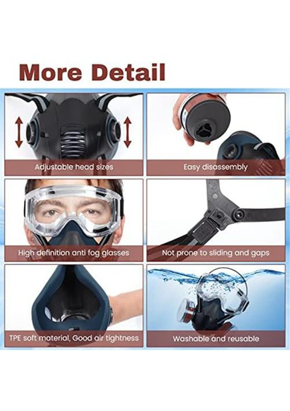 Filtreli Solunum Gaz Maskesi, Kimyasallar, Organik Buhar, Toz Dumanları, Boya Spreyi ve Ağaç Işleme Için Solunum Maskesi (Yurt Dışından) modelleri