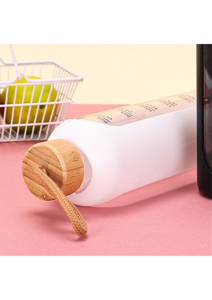 1l Zaman Işaretli Cam Su Şişeleri Taşınabilir Içecek Şişesi Bambu Kapaklı Kurşunsuz Spor Silikon Kılıflı Şişe Siyah (Yurt Dışından) indirimleri