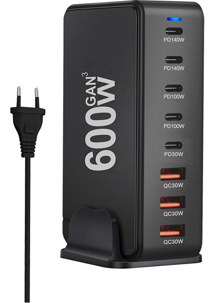 Hızlı Şarj 600W Masaüstü Gan Hızlı Pd Şarj Cihazı 8 Port USB Tip C Cep Telefonu Dizüstü Bilgisayar Pc Şarj Istasyonu Standı Ab Fişi (Yurt Dışından)