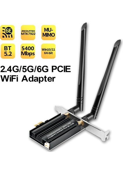 Wifi 6e Pcıe Kablosuz Ağ Kartı 5374MBPS Bluetooth 5.2 Üç Bantlı 2.4g/5g/6ghz Wifi Adaptör Kartı WIN10 WIN11 Için (Yurt Dışından) fiyatları