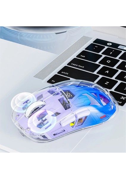Dijital Ekranlı Şeffaf Kablosuz Fare, 2.4g Rgb 4000DPI 5 Adımlı Ayarlama, Bas Tuşları, Bluetooth Oyuncu Faresi, B (Yurt Dışından)