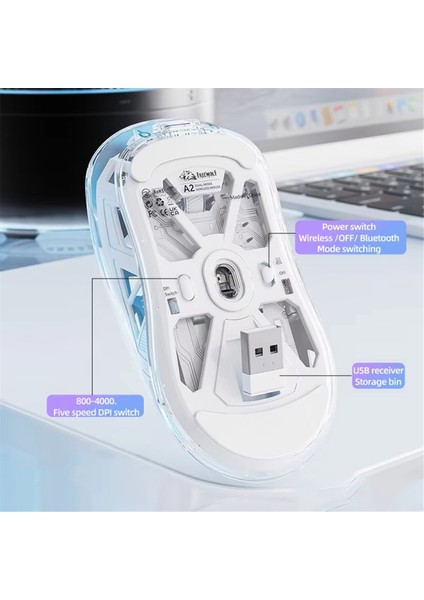 Dijital Ekranlı Şeffaf Kablosuz Fare, 2.4g Rgb 4000DPI 5 Adımlı Ayarlama, Bas Tuşları, Bluetooth Oyuncu Faresi, B (Yurt Dışından) fırsatları