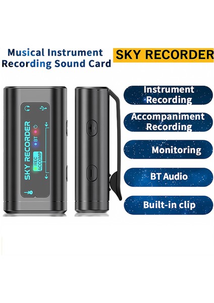 Sky Recorder Ses Kartı USB Dönüştürme Arayüzü Tak ve Çalıştır Gitar Bas Ukulele Guitarele Mini Ses Mikseri Için Kullanın (Yurt Dışından)