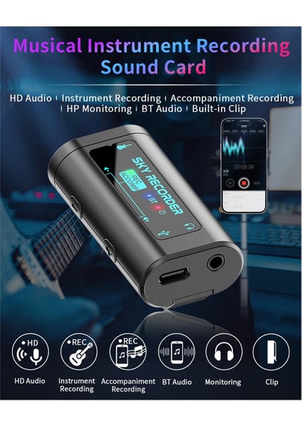 Sky Recorder Ses Kartı USB Dönüştürme Arayüzü Tak ve Çalıştır Gitar Bas Ukulele Guitarele Mini Ses Mikseri Için Kullanın (Yurt Dışından) modelleri