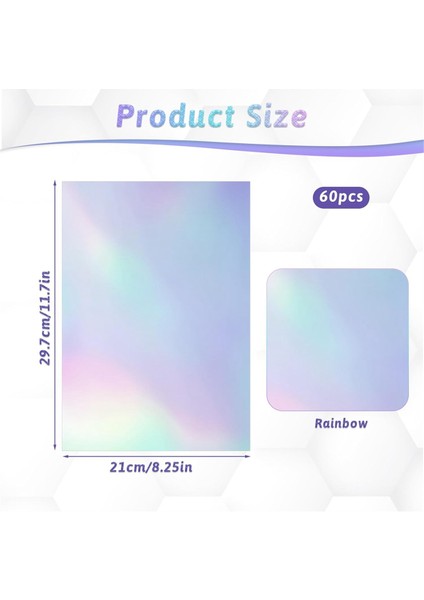 60 Yaprak Holografik Laminat Levhalar Şeffaf Gitter Holografik Etiket Kağıdı Vinil Laminat Film 11,7 x 8,3 Inç A4 Boyutu (Yurt Dışından) modelleri