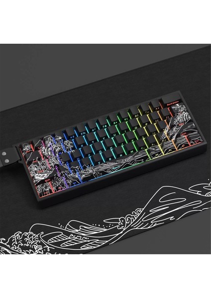 Ukiyo-E Gradient Tuş Takımı Pbt Kişiselleştirilmiş Yan Oymalı Yarı Şeffaf 60/84/98/108 Mekanik Klavye Kırmızı (Yurt Dışından) indirimleri