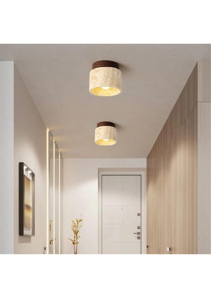 Modern Sarı Traverten Ahşap Tavan Lambası E27 Beyaz Işık Mutfak Koridor Oturma Odası Çalışma Odası Çay Odası Için (Yurt Dışından) modelleri