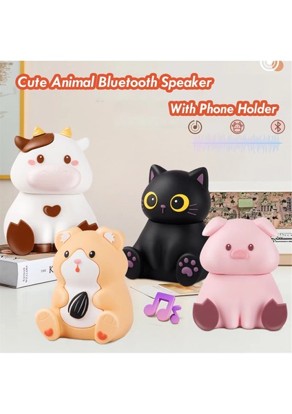 Mini Sevimli Hayvanlar Bluetooth Hoparlör Kablosuz Bluetooth 5.2 Hoparlör Mp3 Müzik Çalar Telefon Tutucu Domuz (Yurt Dışından) modelleri