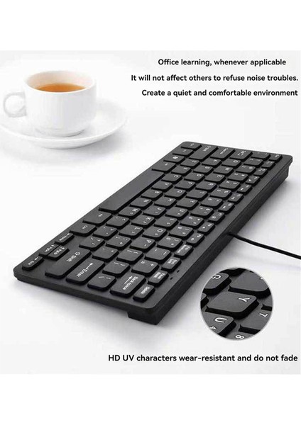 Kompakt Kablolu USB Klavye - Pc Mini Oyun Klavyesi Siyah Için Ultra Ince Klavye (Yurt Dışından) fırsatları
