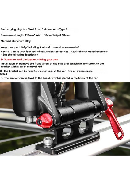 Sabit Bisiklet Malzemeleri Araç Rafları Destekli Aks Takviyeli Çatal Standı Mtb Yol Bisikleti Tavan Braketi Kamyonlar Bisiklet Standı Siyah (Yurt Dışından) fiyatları