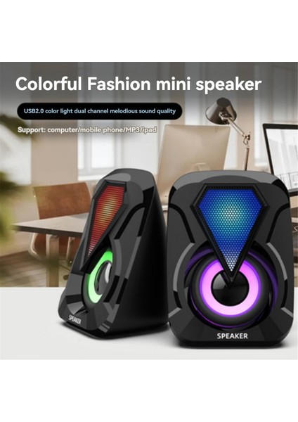 Mini USB Kablolu Bilgisayar Hoparlörü Rgb Aydınlatma Masaüstü Oyun Yüksek Sesli Ev Ofis Renkli Güçlü Bas Hoparlör (Yurt Dışından) fırsatları