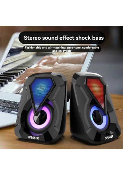 Mini USB Kablolu Bilgisayar Hoparlörü Rgb Aydınlatma Masaüstü Oyun Yüksek Sesli Ev Ofis Renkli Güçlü Bas Hoparlör (Yurt Dışından) indirimleri