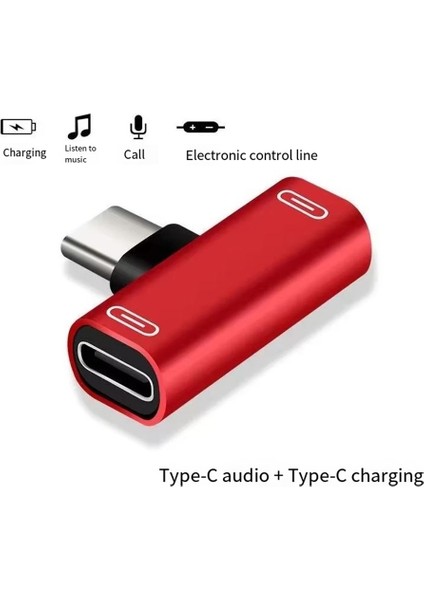3'ü 1 Arada Çift Tip-C Adaptörü Tip-C Şarj Kablosu Şarj Cihazı Kulaklık Dönüştürücü Akıllı Telefonlar Için Kulaklık Adaptörü Kırmızı (Yurt Dışından) fırsatları