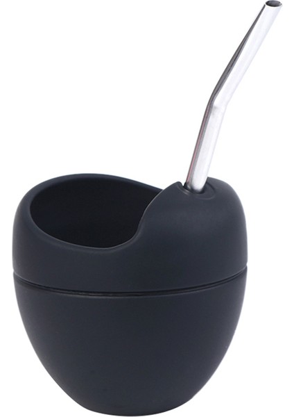 Siyah 5oz 180M Silikon Yerba Mate Fincan Seti Hediyelik Straforlu Çay Fincanı (Yurt Dışından)
