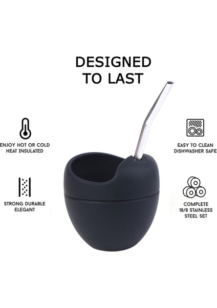 Siyah 5oz 180M Silikon Yerba Mate Fincan Seti Hediyelik Straforlu Çay Fincanı (Yurt Dışından) indirimleri